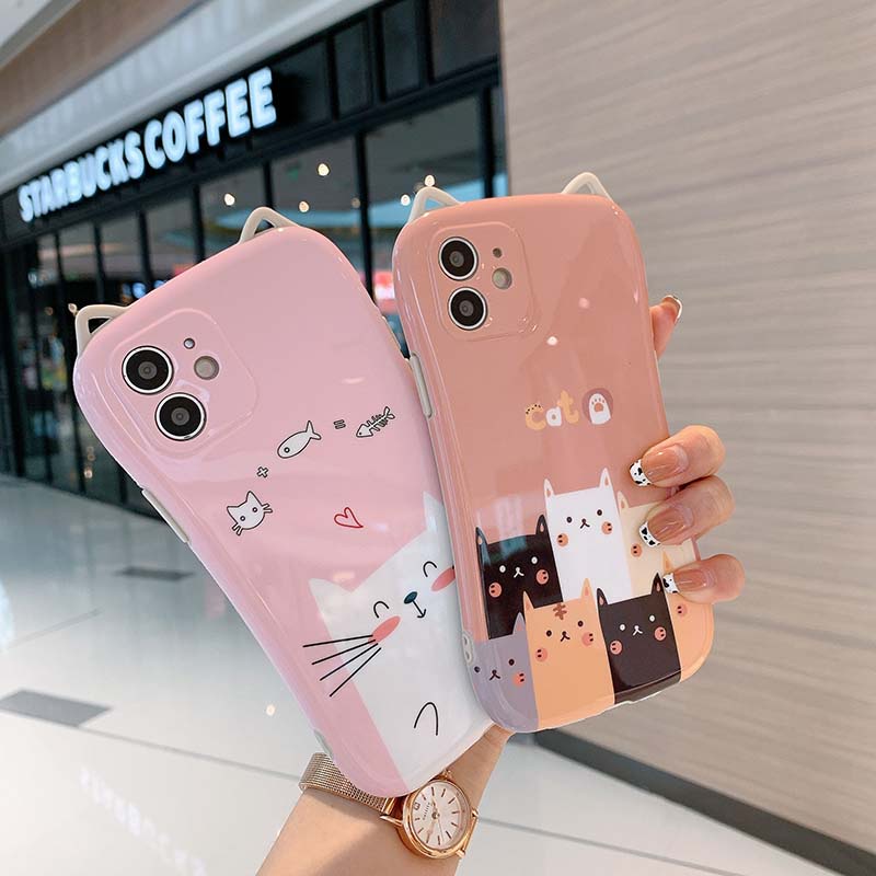 Ốp điện thoại silicon TPU mềm chống bụi hình chú mèo cho iPhone 7 8 Plus X XS XR XSMAX 11 12 13 Pro Max | BigBuy360 - bigbuy360.vn