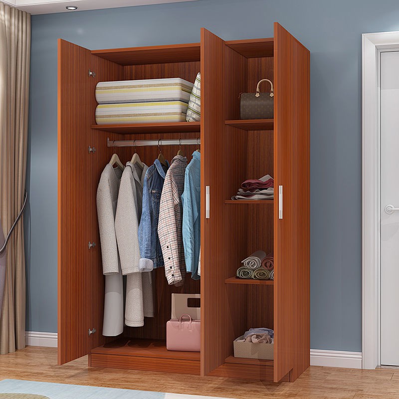 > Tủ quần áo gỗ nguyên khối đơn giản hiện đại cho thuê kinh tế lắp ghép hai cánh nhỏ phòng ngủ nhà <