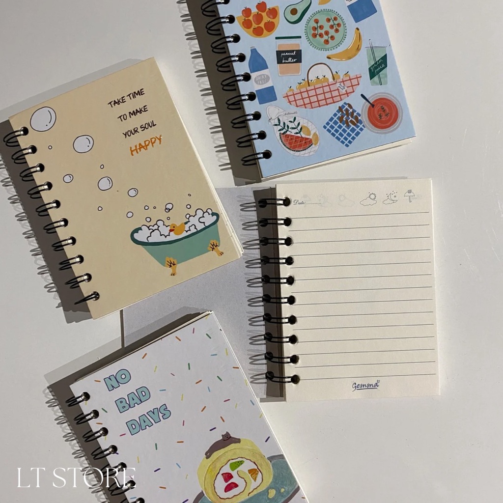 Sổ tay cute ghi chép từ vựng, công thức, timeline - sổ mini gemma gáy lò xo A6 siêu đẹp