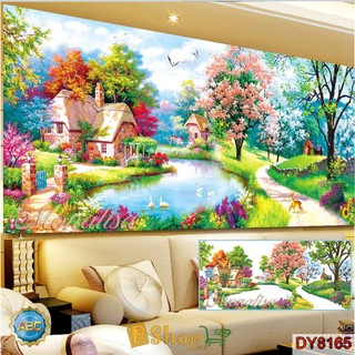 Tranh đính đá Hồ Thiên Nga - DY8165 (150x70 cm)