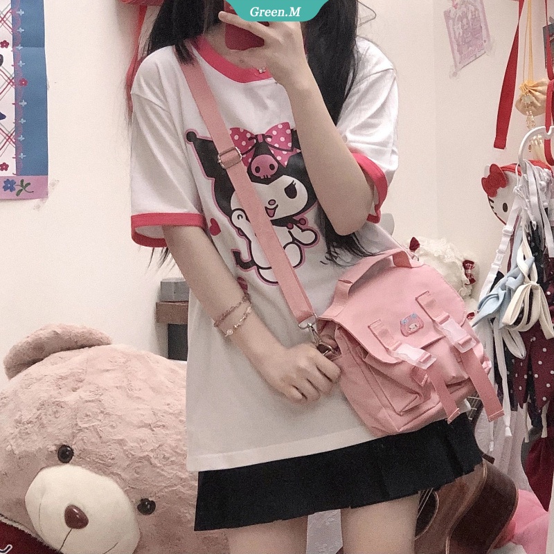SANRIO Áo Thun Tay Ngắn In Họa Tiết Hoạt Hình Dễ Thương Phong Cách Nhật Bản Cho Nữ