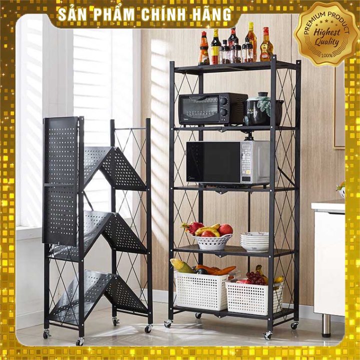 (loại 1)Kệ Gấp Gọn ,KỆ BẾP để lò vi sóng , Để Đồ ,Đa Năng 3/4/5 tầng sơn tĩnh điện cao cấp.