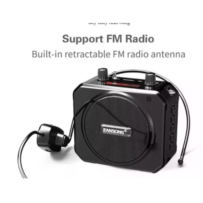 Loa trợ giảng Zansong M80 - Máy trợ giảng kèm micro cài tai không dây - Kết nối Bluetooth 4.2, AUX, USB, SD card, FM