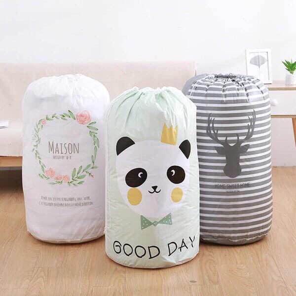 TÚI CHĂN TO Đựng Quần Áo, Chăn Ga, Đồ Chơi Vải Chống Thấm Size Siêu To Có Dây Rút Tiện Lợi