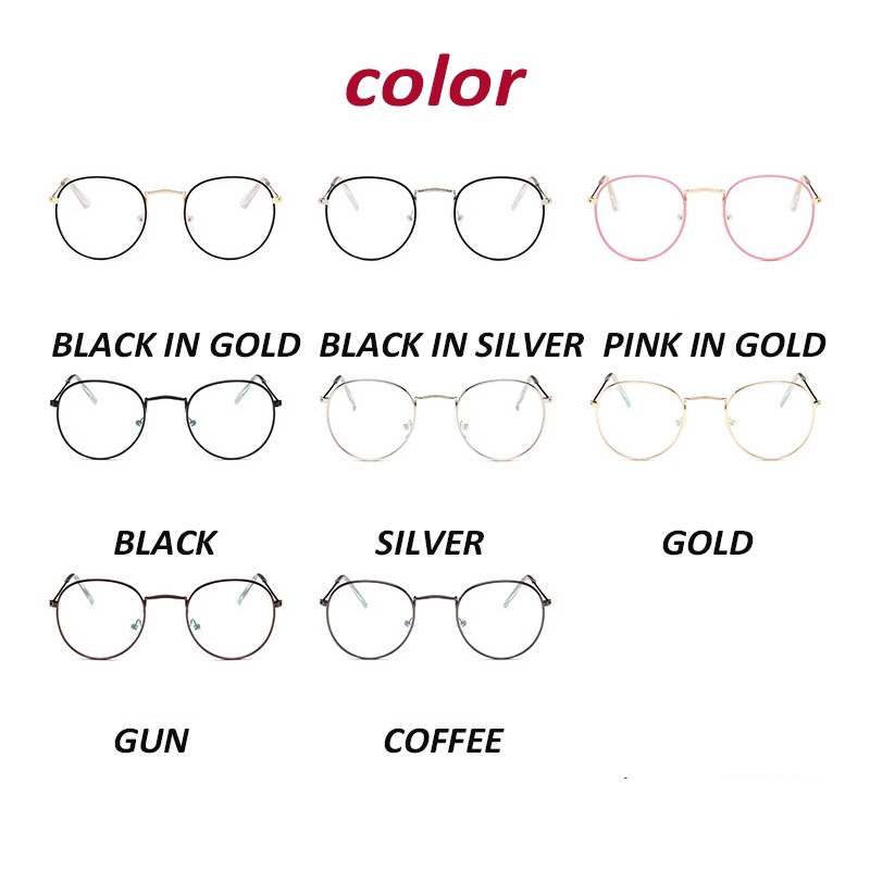 Mắt kính gọng tròn bằng kim loại thời trang cho nam nữ