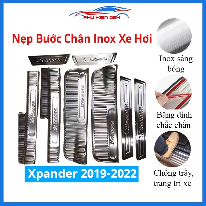 Bộ ốp bậc cửa trong ngoài nẹp bước chân Xpander 2019-2020-2021-2022 Inox chống trầy trang trí xe