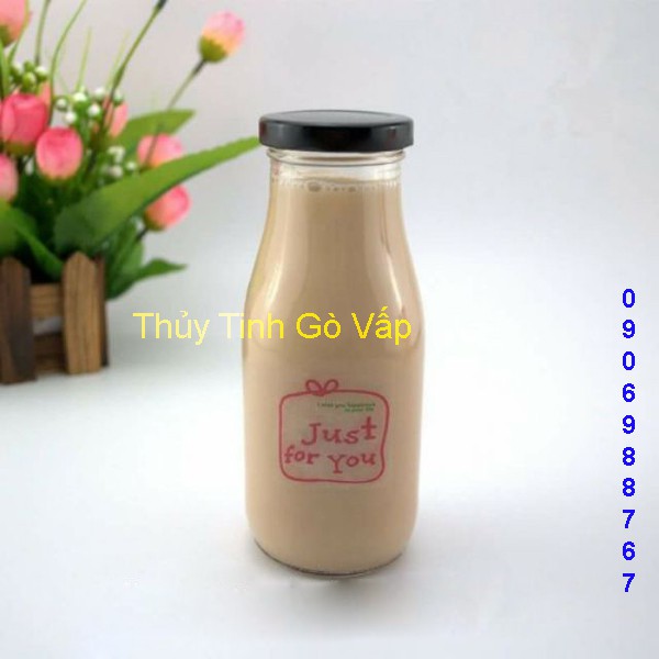 Bộ 2 chai thủy tinh nắp thiếc 300ml, đựng sữa, nước ép trái cây. | BigBuy360 - bigbuy360.vn