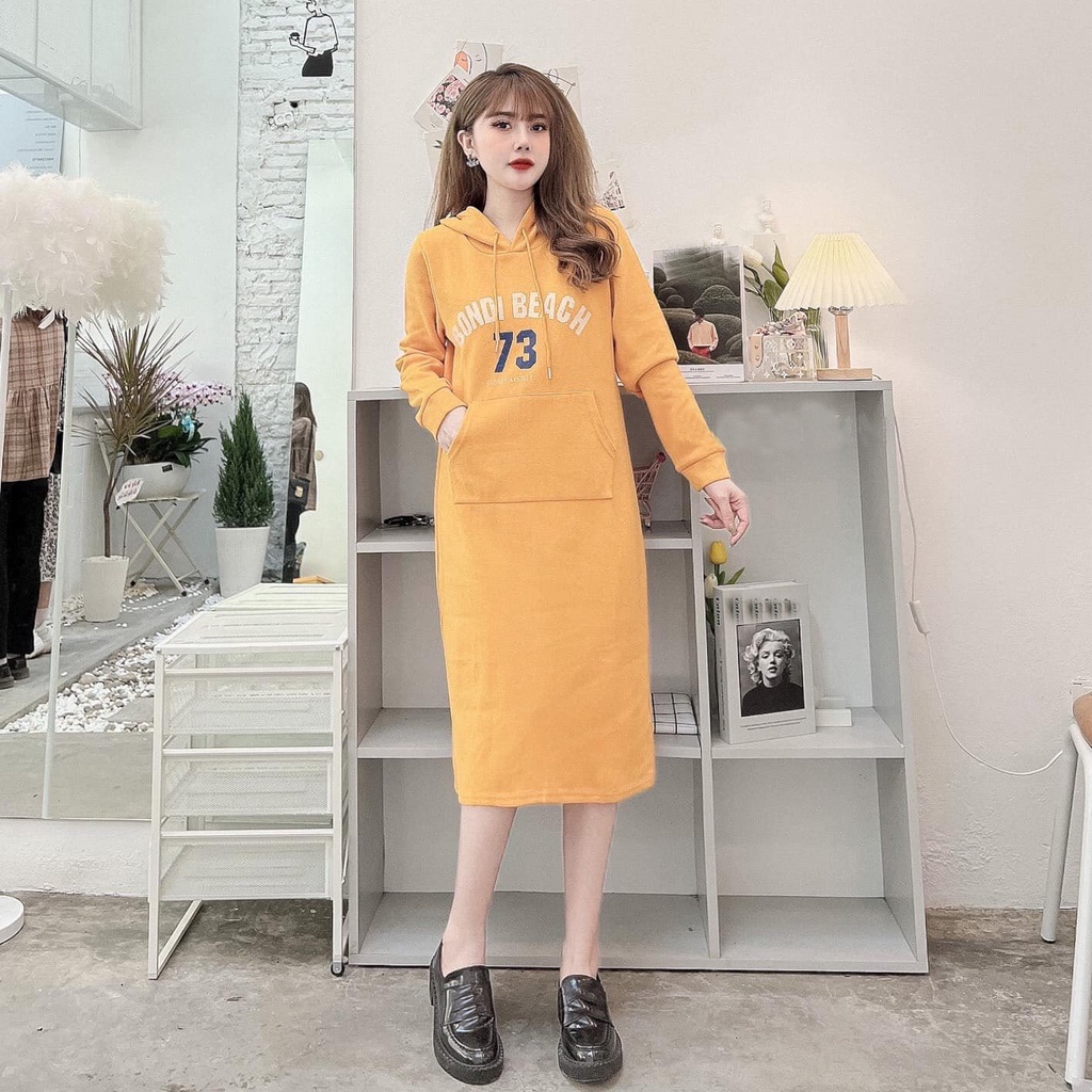 Đầm suông dài , váy suông bầu thu đông chất nỉ Gemmy House Bondi