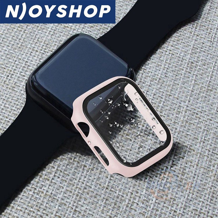 Ốp Apple Watch Kính Cường Lực Viền Silicon 38 42Mm 40 44Mm - Apple Watch Series 5 4 3 2 1 - Case Apple Watch NJOYSHOP