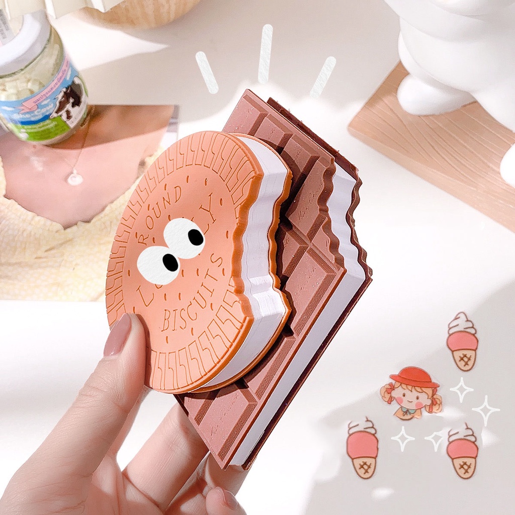 Sổ tay hình Chocolate, sổ ghi chú bánh quy cute, bullet journal