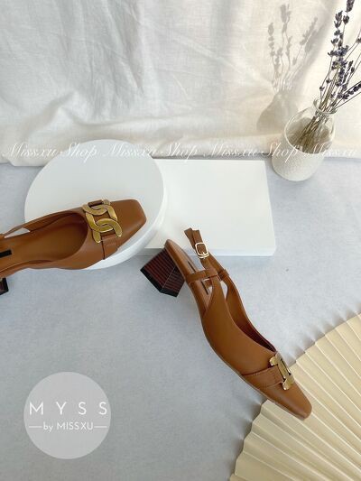 Giày cao gót mũi vuông phối khoen 5 cm Myss - CG205