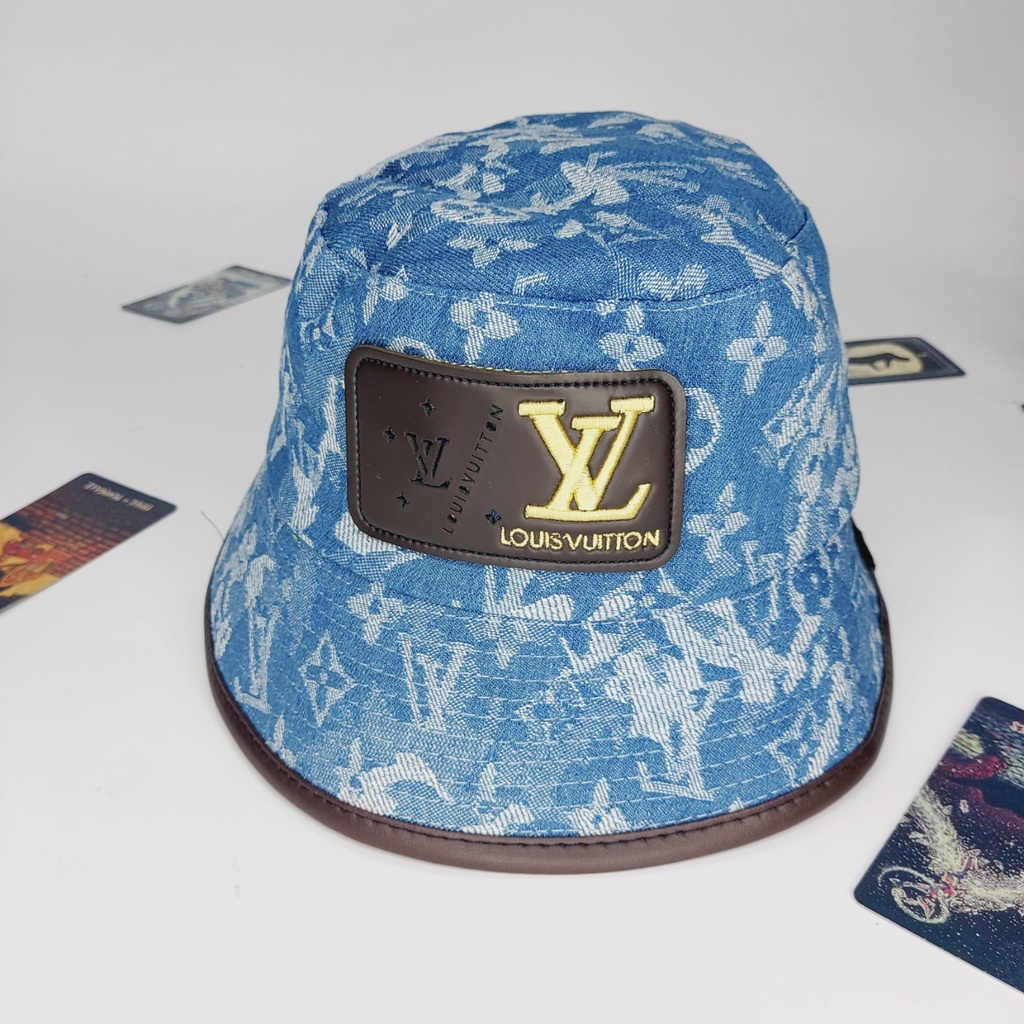 Nón vành tròn , Mũ bucket LV logo da thêu nổi màu quát loang nhiều màu cực đẹp