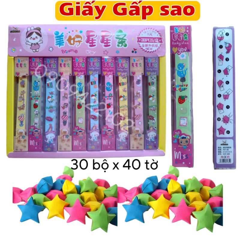Hộp 30 bộ giấy gấp ngôi sao [ mỗi bộ 40 tờ ]