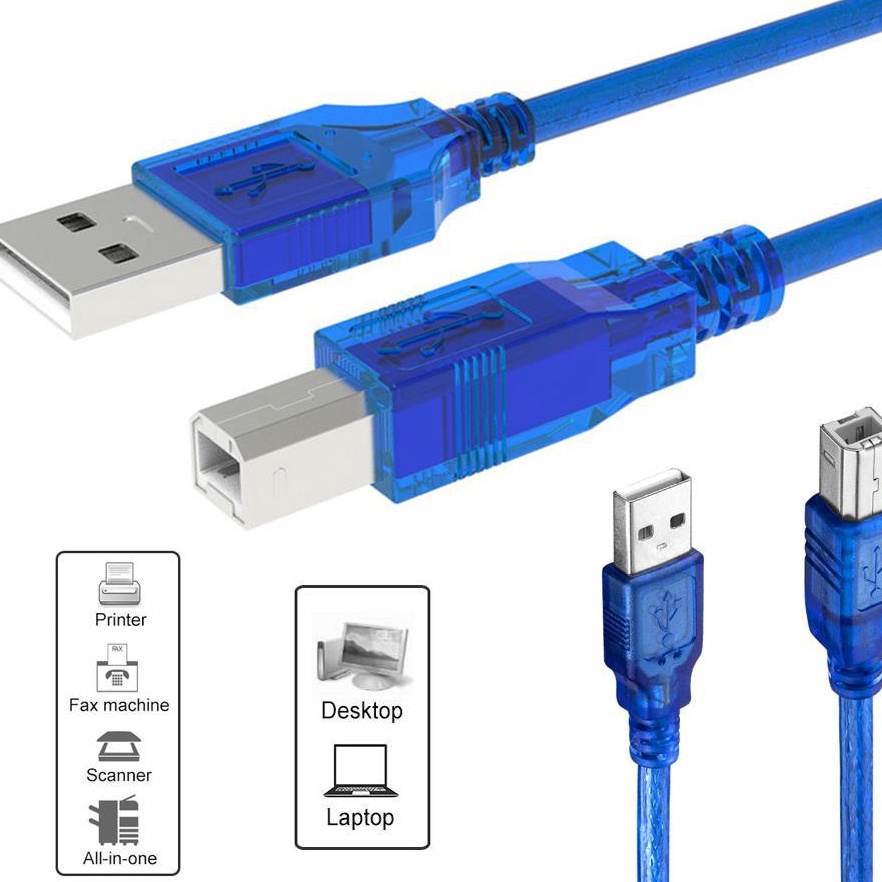 Dây cáp USB dùng kết nối máy in với máy tính in qua cổng USB - dùng cho máy in (HP, Canon, Brother, Epson, Xerox, ricoh