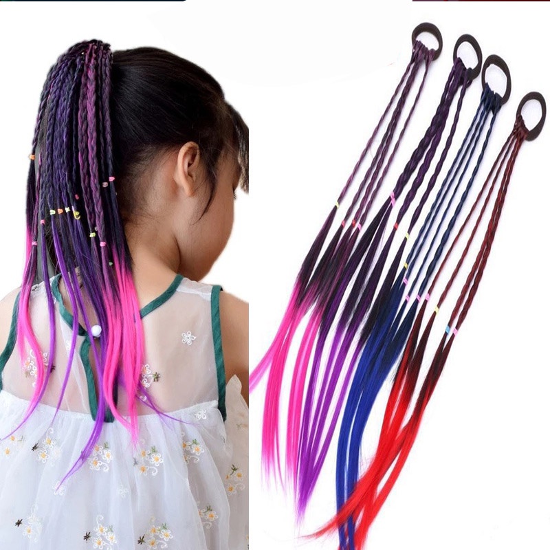Dây Buộc Tóc Giả Thắt Bím Nhiều Màu Sắc Thời Trang Cho Nữ 45cm