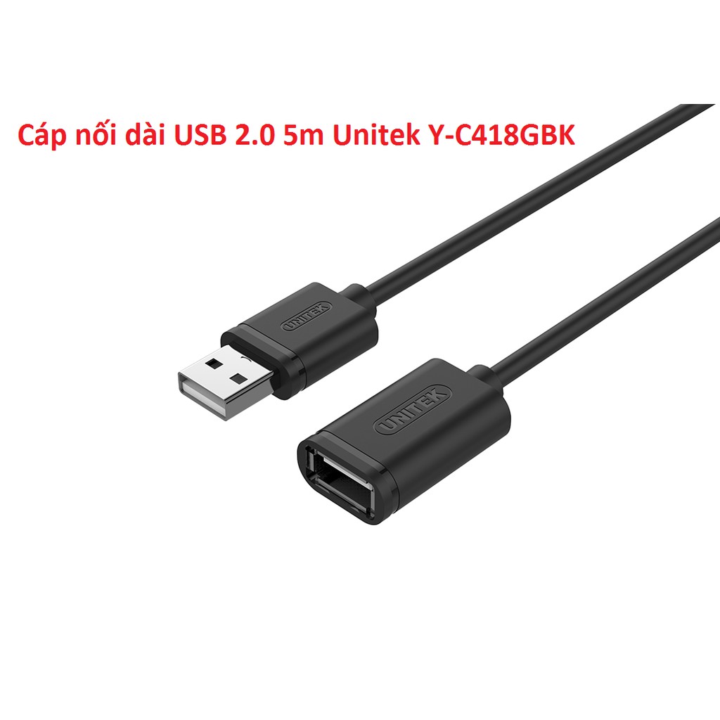 Cáp nối dài USB 2.0 5m Unitek Y-C418GBK