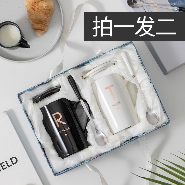 ✓☾Gốm sứ sáng tạo cốc Cặp đôi cốc nước có nắp sinh viên cốc nước net người nổi tiếng cốc gốm cốc sứ đơn giản