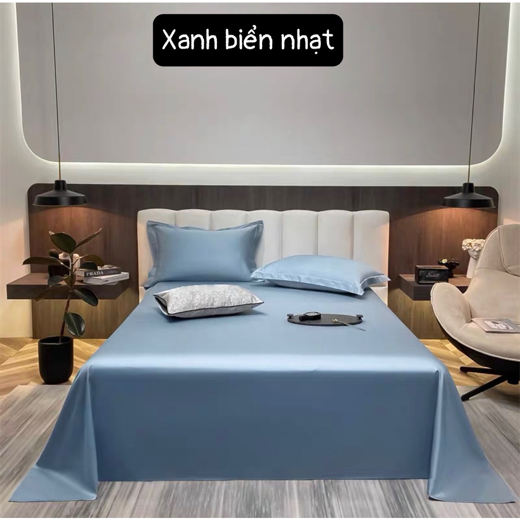 Bộ ga giường phi lụa trơn LIDACO chất liệu lụa mượt mà, óng ả decor phòng ngủ vintage