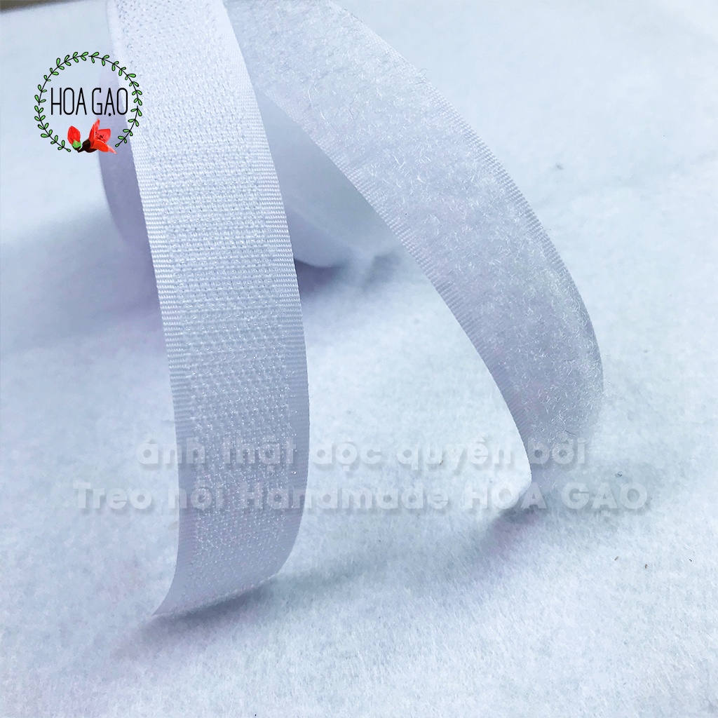 Băng dính gai velcro gai nhám, gai dính xé nhám HOA GẠO GXG0T 1m không keo trắng đen 2.0cm 2.5cm phụ kiện may mặc