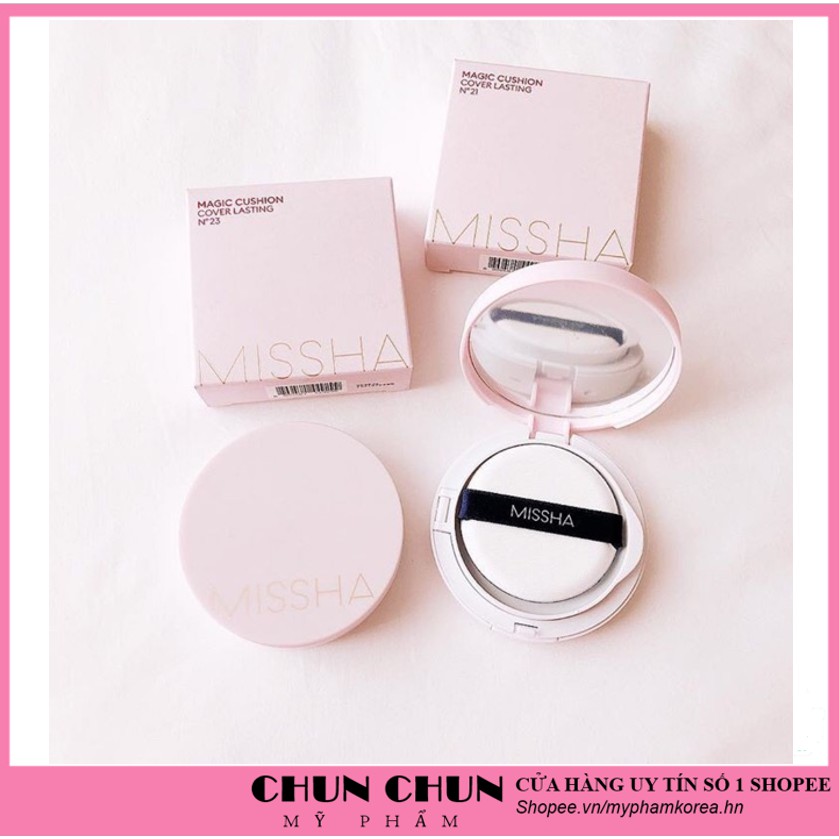 Phấn nước Missha M Magic Cushion SPF 50+ PA+++ Hàn Quốc vỏ hồng [Cam Kết Hàng Chính Hãng]