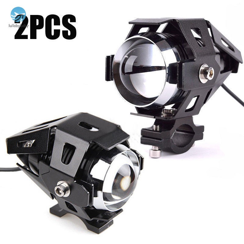 2 Pcs 125W U5 Motorcycle Cree LED Headlight Driving Fog Lights Spot Lamps + Switch