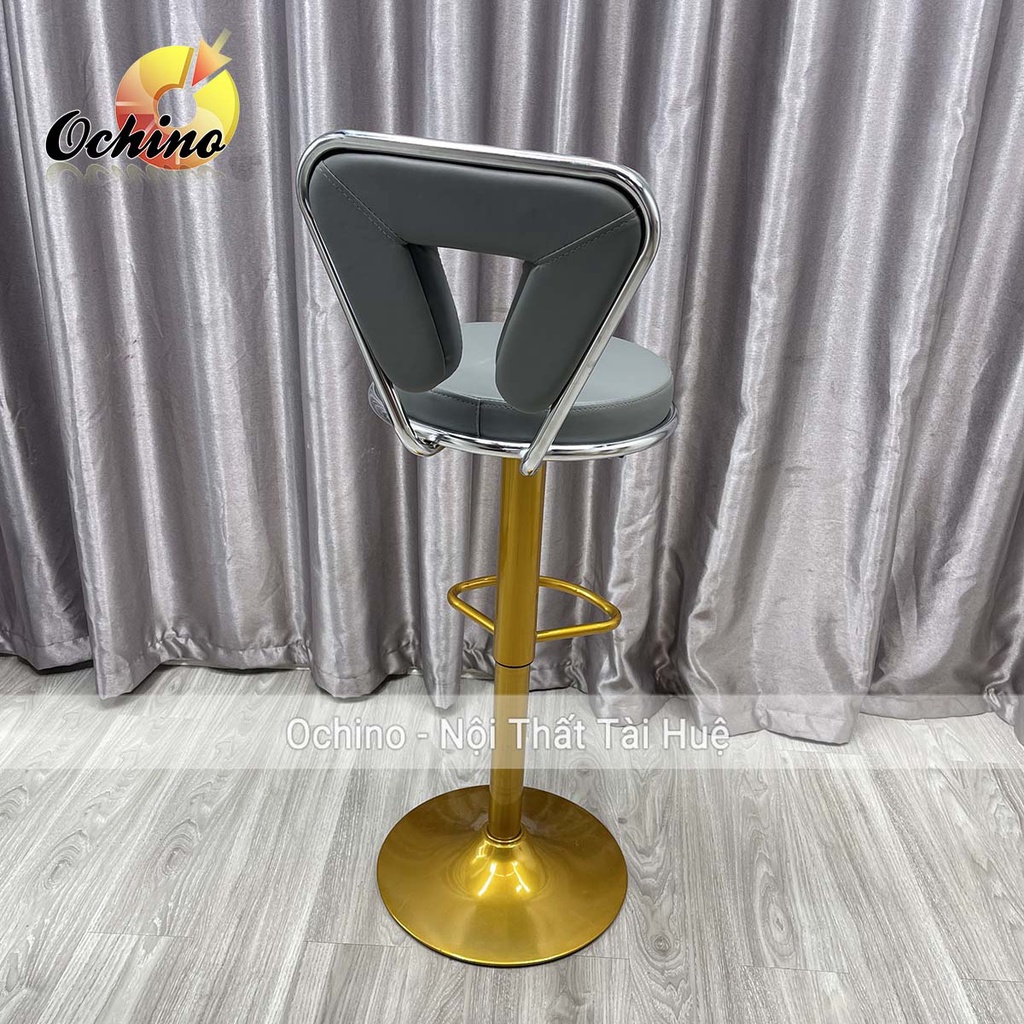 Ghế Makeup, Ghế Quầy Bar Mẫu Tựa Tam Giác Chân Vàng K1 Sang Chảnh Điều Chỉnh Độ Cao 60/80 Và Xoay 360 Độ (ẢNH THẬT)