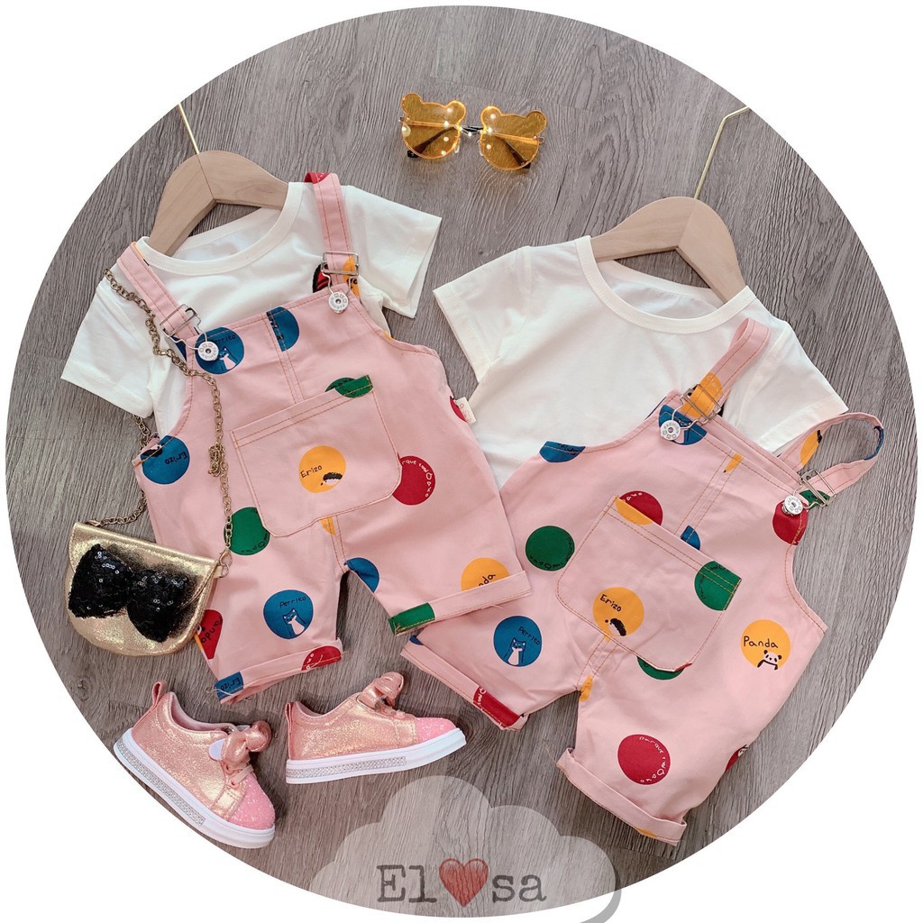 SET YẾM CHẤM BI MÀU HỒNG KÈM ÁO PHÔNG TRẮNG SIÊU CUTE CHO BÉ GÁI