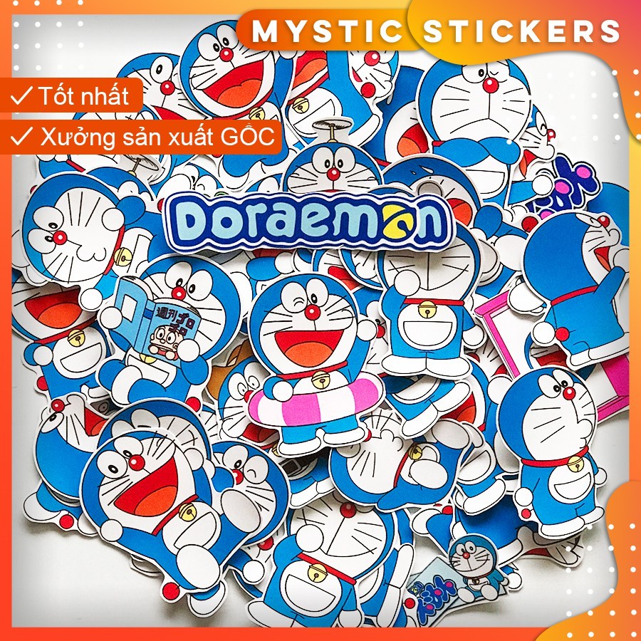 [ MÈO-DORAEMON] 48 Sticker chống nước/Hình dán/Decal trang trí, dán xe laptop mũ bảo hiểm vali...