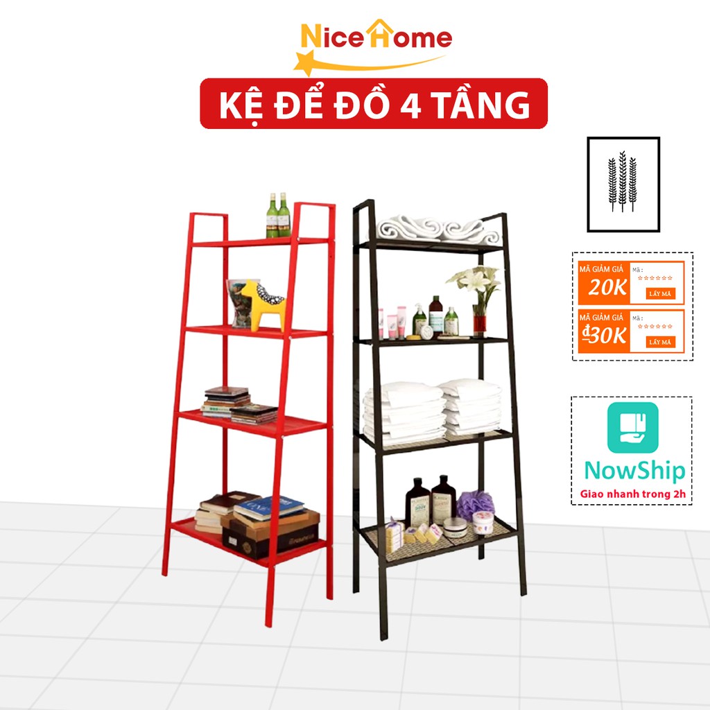 Kệ sắt 4 tầng đa năng NICEHOME giá để đồ tiện lợi bằng sắt kệ sách hình thang trang trí gia đình văn phòng