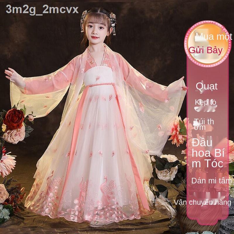 3m2g_2mcvxTrẻ em Hanfu Mùa xuân Váy Siêu cổ tích Phong cách đại Hoa anh đào Đường Kiểu Trung Quốc