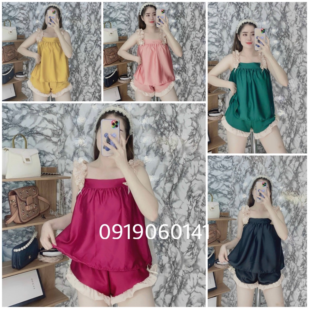 (Mới về)BỘ NGỦ HAI DÂY LỤA SATIN