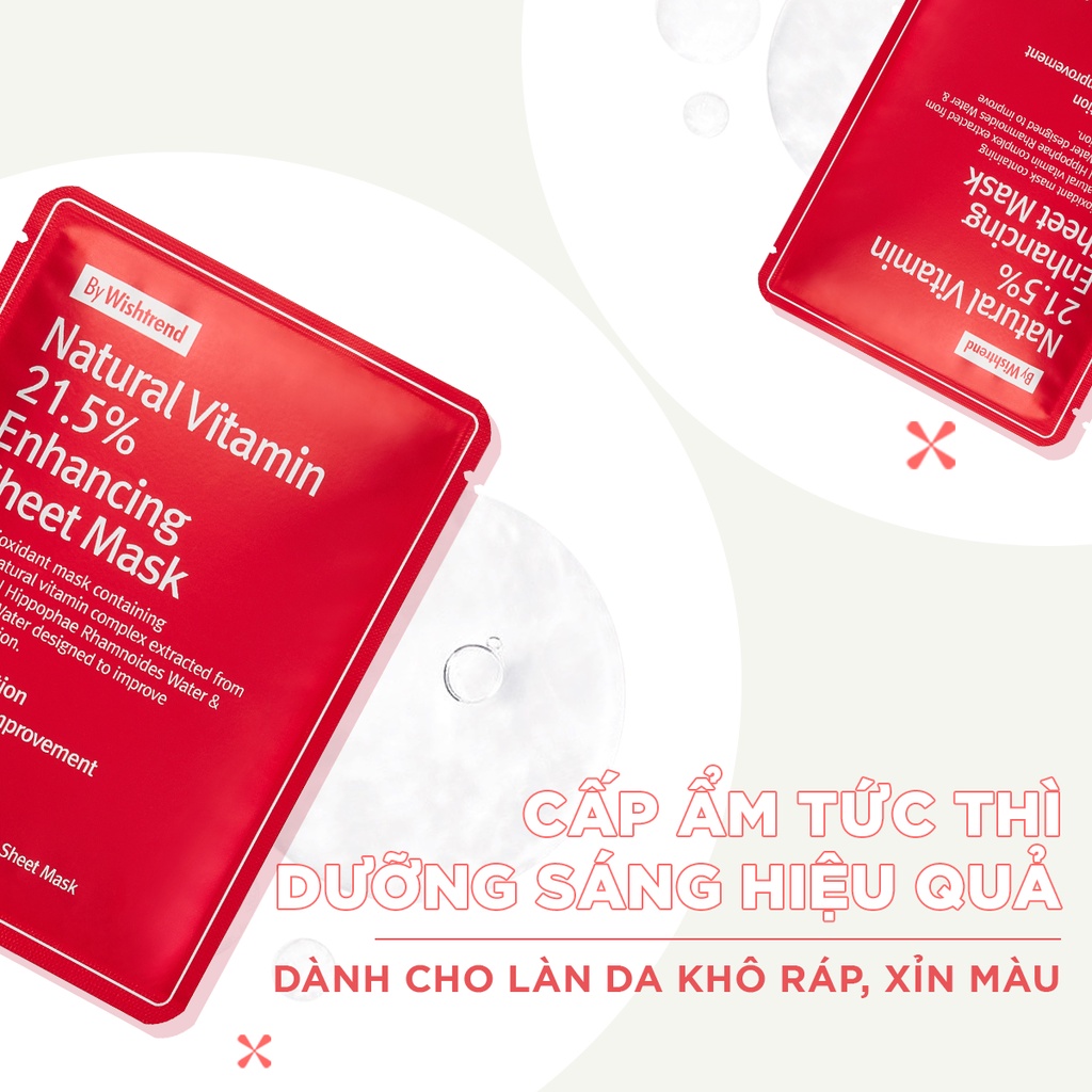 10 By Wishtrend mặt nạ giấy Natural Vitamin 21.5% Enhancing Sheet Mask 23ml