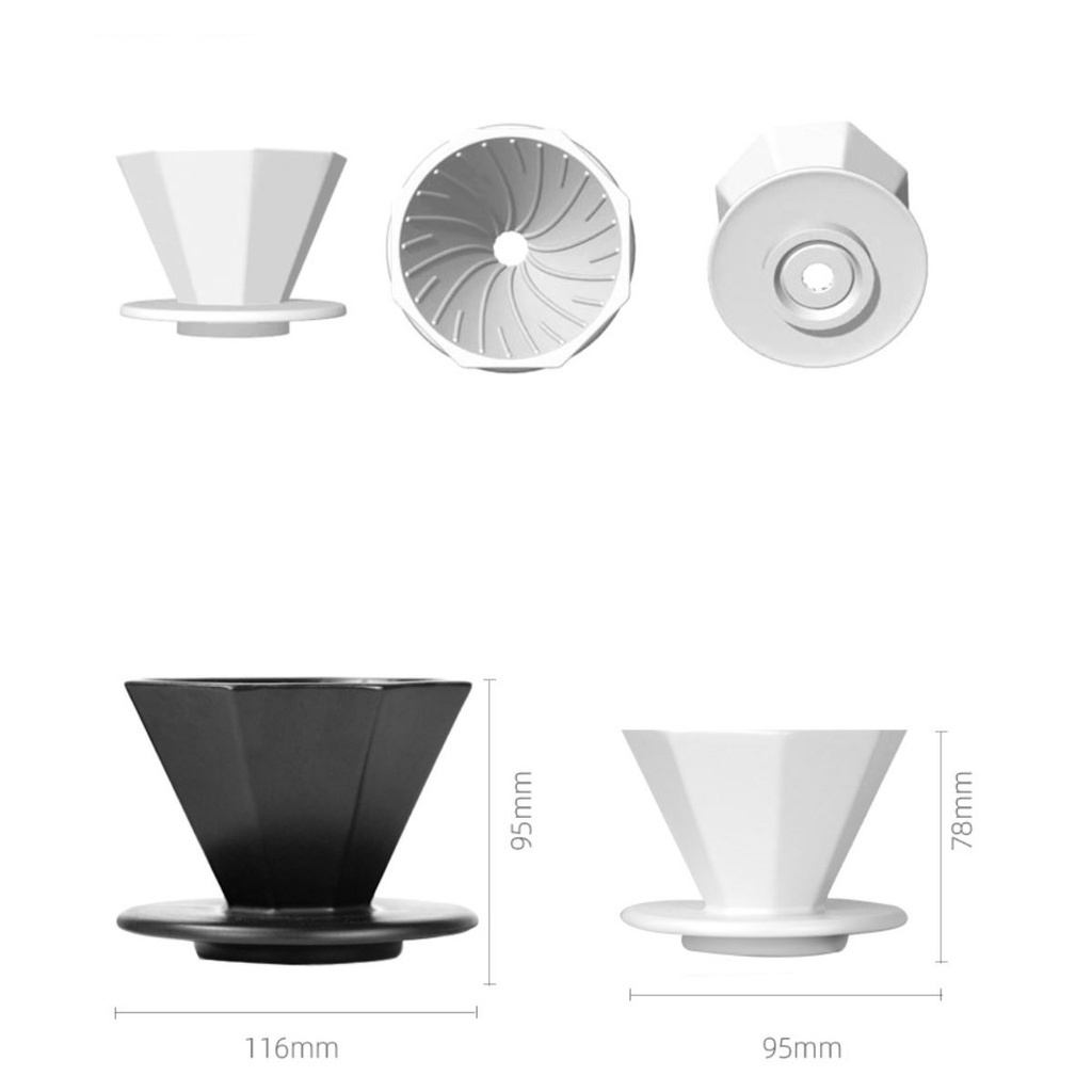 Phễu pha cà phê pour over V60 hình bát giác thành phễu dầy ổn định nhiệt tốt