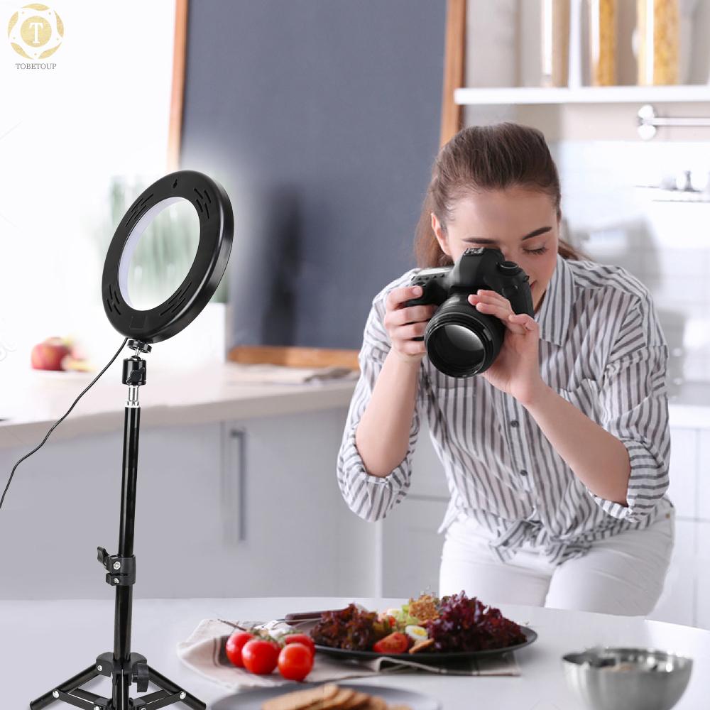 Shipped within 12 hours】 ZOMEI 8 Inch Desktop LED Ring Light 3 Lighting Modes Dimmable USB Powered with Phone Holder Mini Ball Head Tripod Stand Remote Control for Live Video Recording Network Broadcast Selfie Makeup Photography Lamp [TO]