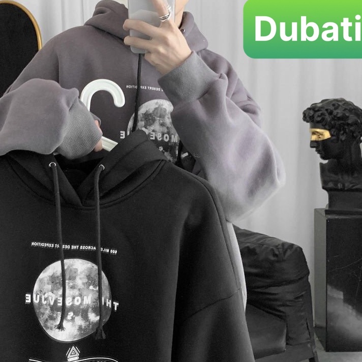 ÁO KHOÁC HOODIE PHOM FROM RỘNG NAM NỮ, ÁO NỈ HÌNH MẶT TRĂNG VẢI DÀY MỊN PHONG CÁCH HÀN QUỐC- DUBATI FASHION