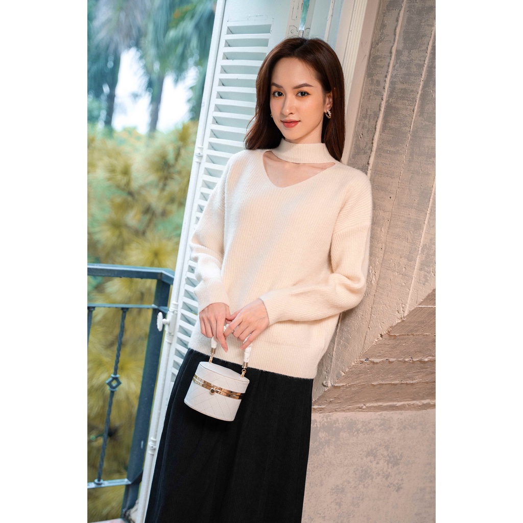 Len gân cổ V choker tay bo gân TIINSTORE G21140 | BigBuy360 - bigbuy360.vn