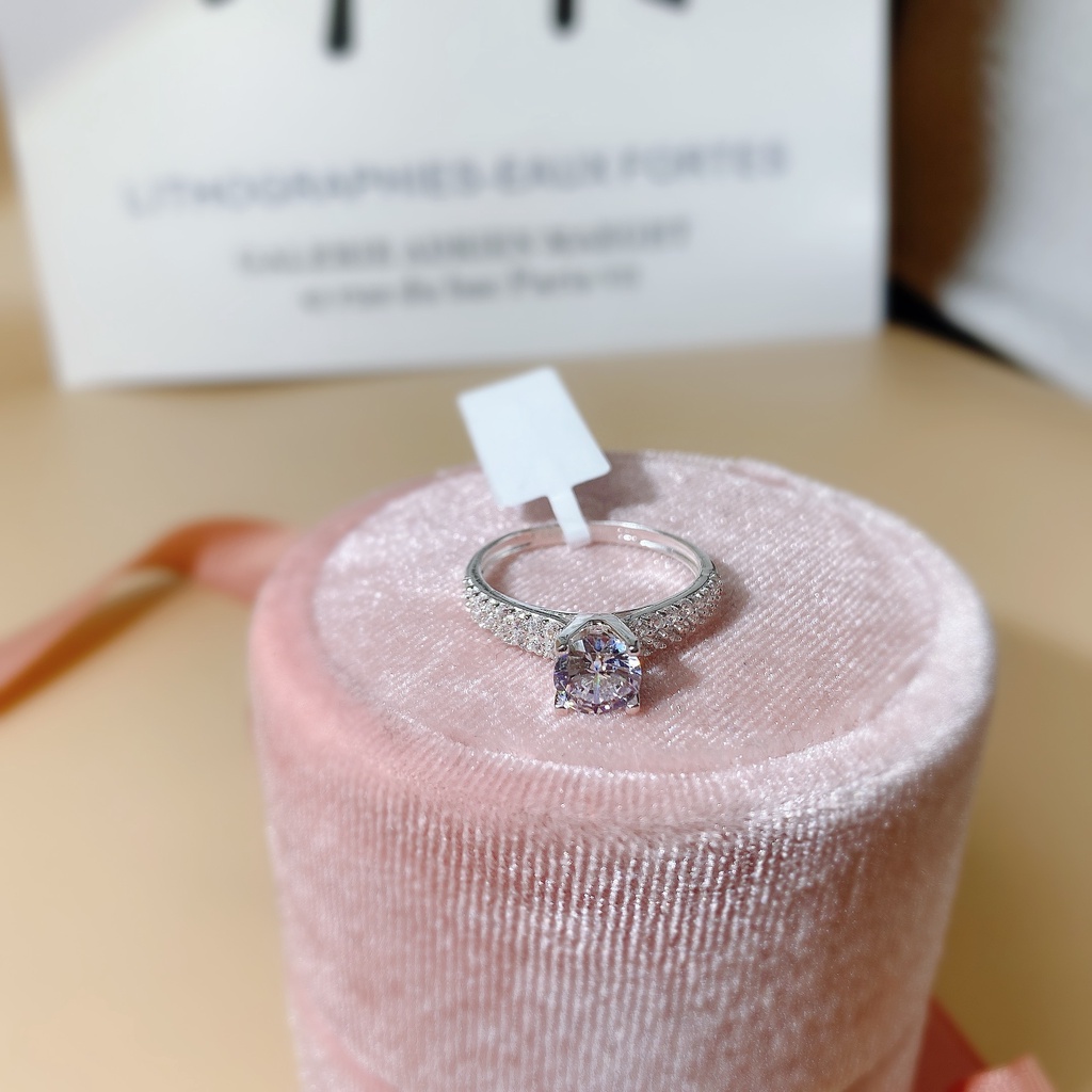 Nhẫn bạc nữ H.A.S hai hàng đá tấm đính hột cao Cz - Nhẫn bạc thời trang