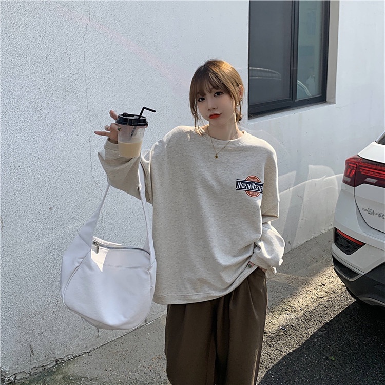 Áo sweater ZHELIHANGFEI tay dài in họa tiết chữ cái trẻ trung thời trang