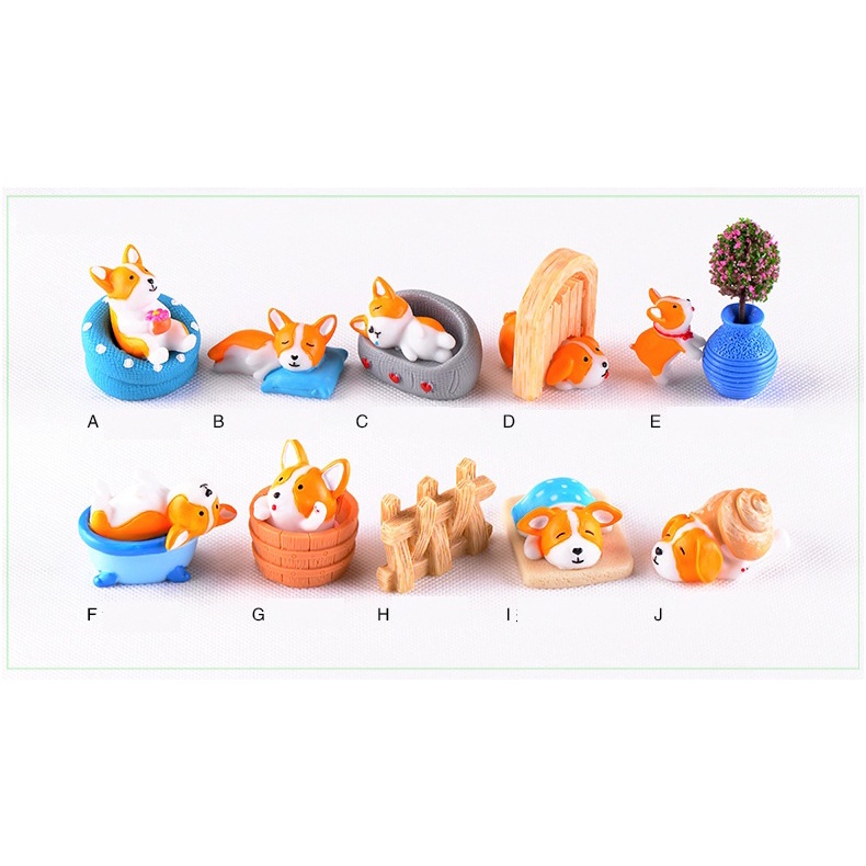 Mô Hình chú chó corgi đồ chơi nhập vai corgi trưng bày trang trí bể cá trang trí chậu cảnh