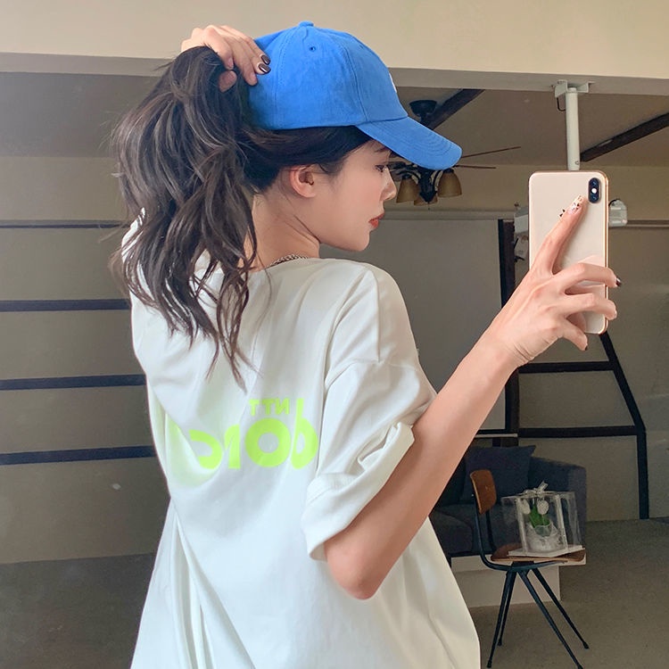 Mới Áo Thun Ngắn Tay Thêu Họa Tiết Xinh Xắn Cho Nữ