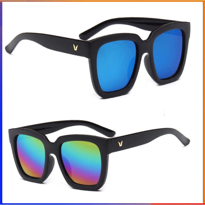 Kính râm nam nữ tráng gương các màu thời trang tròng chống UV400
