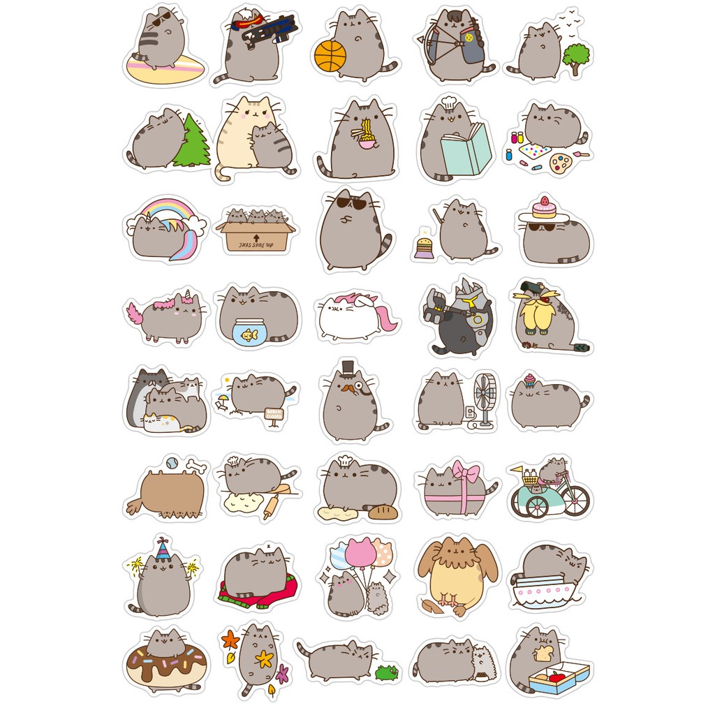 Bộ 100 Sticker Mèo Pusheen Siêu Dễ Thương