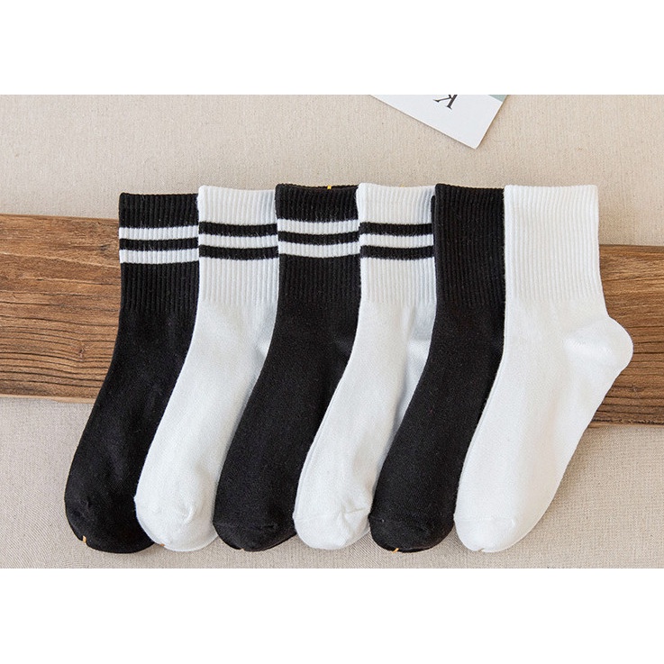 Vớ cotton Nữ trắng đen đơn giản kiểu truyền thống.