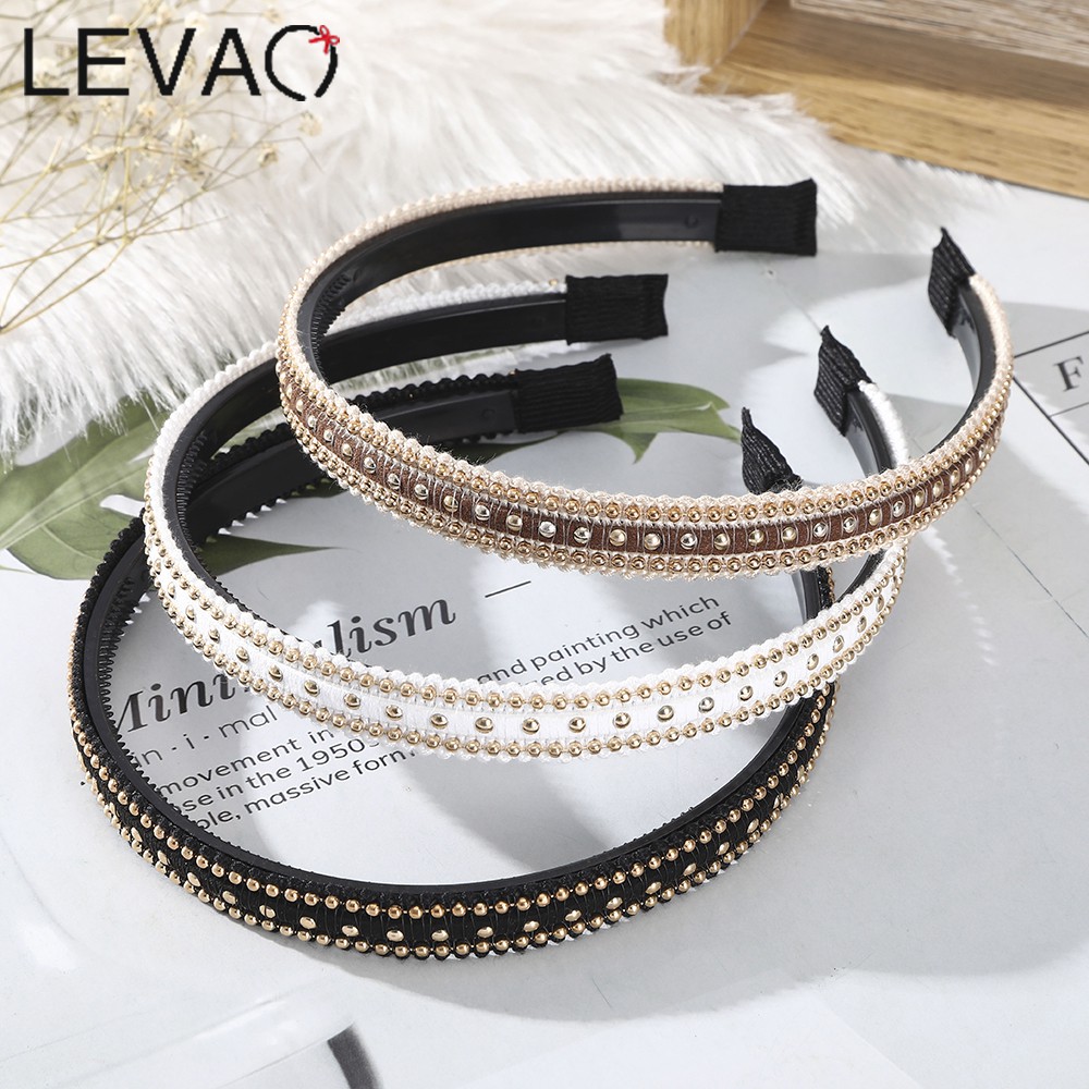 Băng Đô Cài Tóc Đính Hạt 3 Hàng Phong Cách Retro