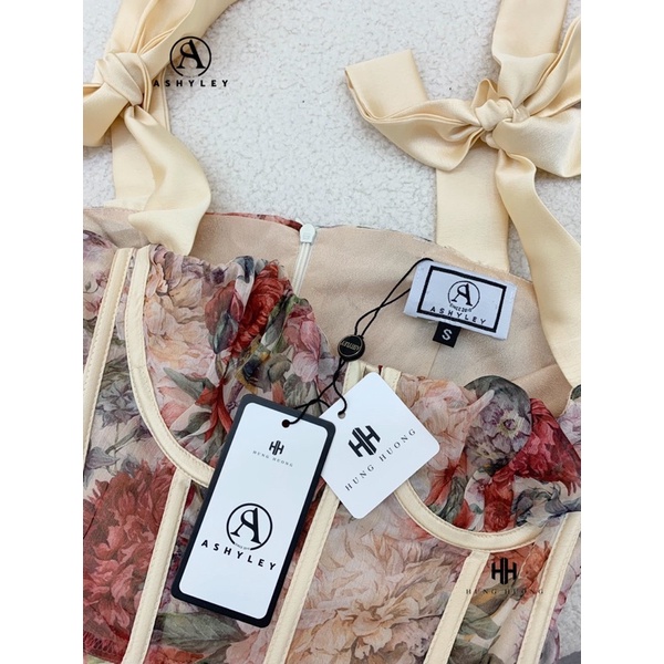 Váy hoa xoè buộc dây nơ ashley