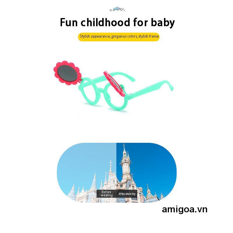 ✨✨Kính mát chống tia UV họa tiết hoa hướng dương hoạt hình cho bé
