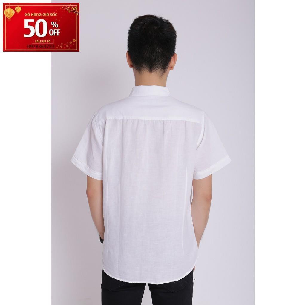 Áo sơ mi nam linen cao cấp ngắn tay cổ sơ mi boypro SBM004 (màu trắng)