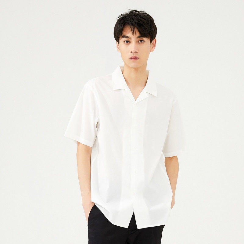 Áo sơ mi ngắn tay cổ vest nam nữ áo sơ mi cộc tay form rộng áo sơ mi unisex 3 màu Đen Trắng Be | BigBuy360 - bigbuy360.vn