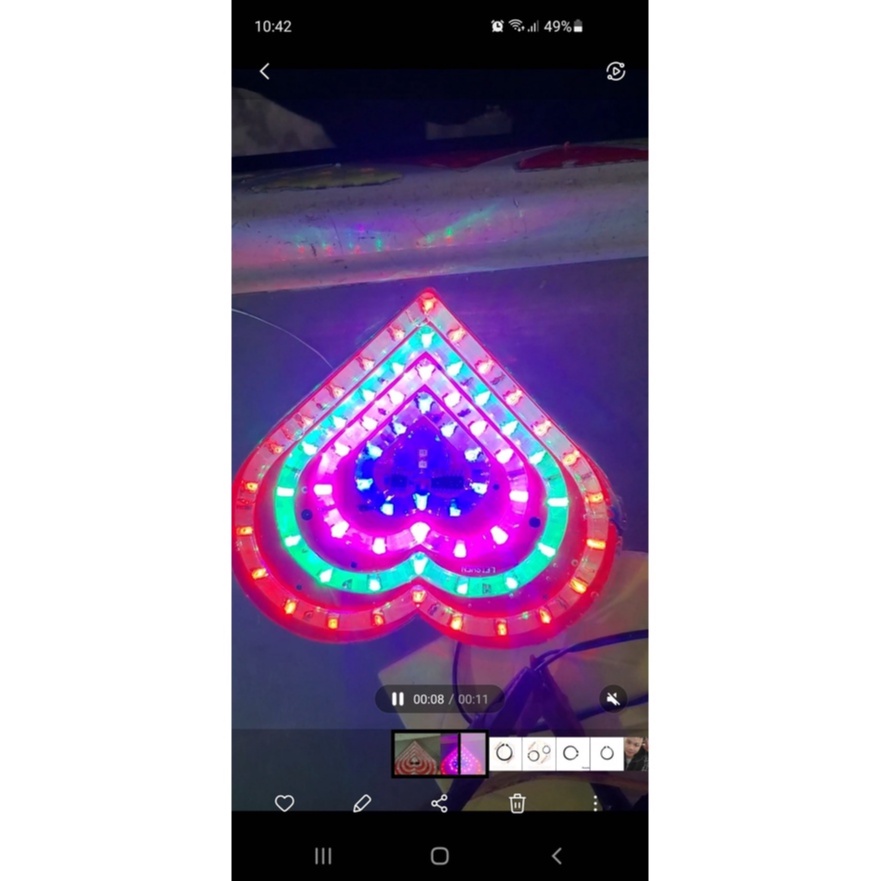 đèn led xoay 7 mầu Trái Tim 12V 8cm đèn trang trí ô tô xe tải phụ kiện đèn