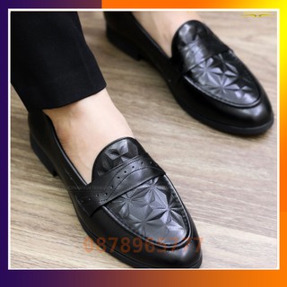 Giày lười nam đẹp công sở dập vân 3d thời trang mã g012